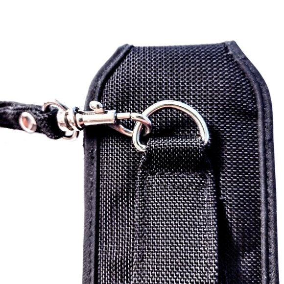 Men's Black Canvas Phone Case/Belt Holster ~ Detachable Strap ~ Expandable Sides - Picture 4 of 10